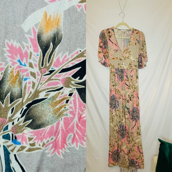 On the Road Floral Boho Hippie Chic Maxi Dress, Breathes & Flows, Size Small - Picture 3 of 15